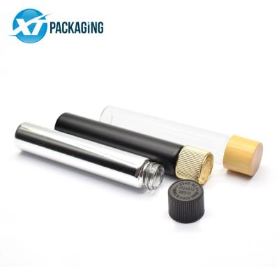 China 2022 Luxury Pre Wholesale Glass Tube 115 120 Mm Bamboo Cap Roll Lid Cork King Size Joint Tube LOGO Printing Color Frosted Wooden for sale