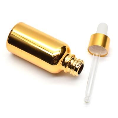 China 10Ml 15Ml 20Ml 30Ml 50Ml Eco-friendly Recyclable Squeeze Gold Color Essential Oil Rubber Master Bottle With Child Resistant Dropper Lid for sale