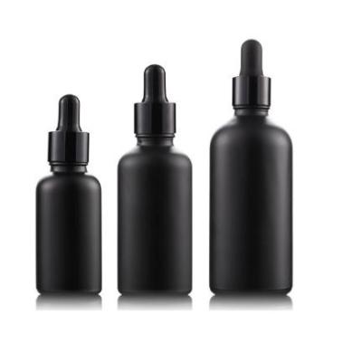 China Cosmetic hot sale! 1oz 5ml 10ml 15ml 20ml 30ml 50ml 100ml Matte Essential Oil Black Frosted Glass Dropper Bottle With Pipette Custom LOGO for sale