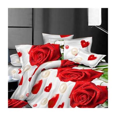 China Hot sale anti-static 100% polyester microfiber twill rose floral 3d scatter print fabric for making bedding set for sale