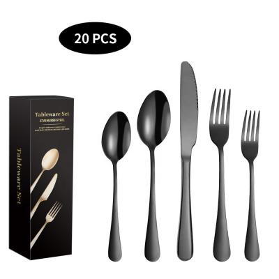 China Wholesale Viable Dropshipping 20 Pieces Gold Modern Flatware Mirror Metal Set Stainless Steel Flatware Set 20pcs for sale