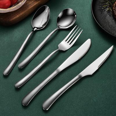 China Wholesale Viable 304 Stainless Steel Silverware Set Modern Flatware Set Knife Fork Spoon Teaspoon Smooth Salad Fork Mirror-Polished Cutl for sale