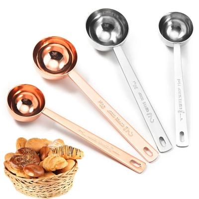 China Viable Wholesale Stainless Steel Coffee Scoop 15/30ml Coffee Scoop Gold Teaspoon Milk Powder Measuring Scoop for sale