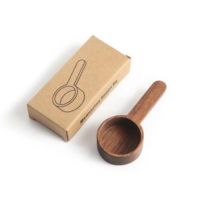 China Viable Wooden Bar Kitchen Coffee Bean Scoop Measuring Cup Walnut 8g Baking Tool Home Measuring Tools for sale