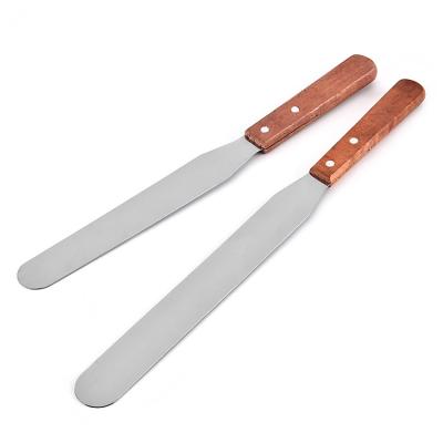 China Amazon Stainless Steel Handle Wooden Heat Resistant DIY Spatula Hot Selling Viable Hot Selling Cakes Cream Baking Tool for sale