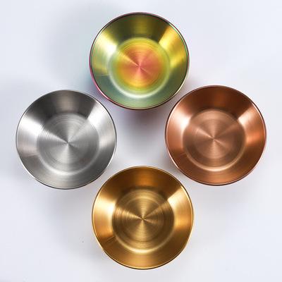 China Stainless Steel Round Sauce Appetizer Sustainable Gold Serving Dish Bowl Dishes Spice Dishes Kitchen Small Dish Bowls for sale