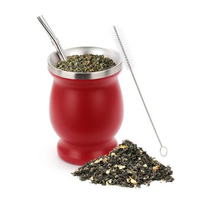 China Amazon Viable Hot Sale Argentinian Yerba Mate 18/8 Stainless Steel Wall Double Yerba Mate Cup With Mate Bombilla Straw for sale