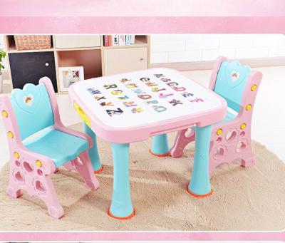 China With plastic cartoon children's study table children's writing table and chair furniture set for sale