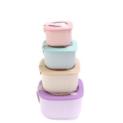 China Hot Selling Safe Non-Toxic Plastic Food Bowl Set Four Size Good Air Tightness Food Grade Food Storage Container For Kitchen for sale