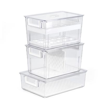 China OEM Space Savings Double Layer Storage Boxes Transparent Stackable Single Layer Durable Freshness Storage Organizer for sale