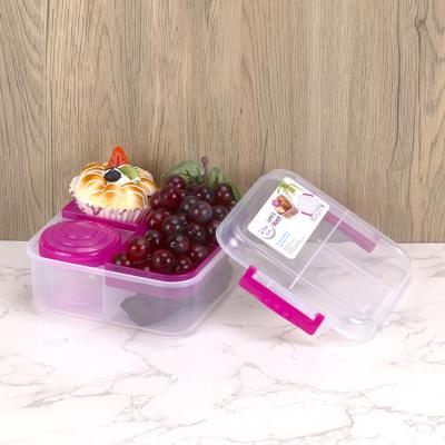 China Palsitc Pink Low Price 3 Compartment Freshness Preservation Blue Lunch Box Food Storage Box Airtight Food Storage Container for sale