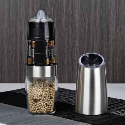 China Viable Newcomer No Switch Design Mode Adjustable ABS Ceramic Pepper Grinder Mill Electric Pepper Grinder for sale