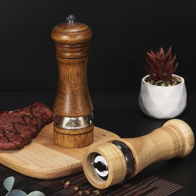 China Sustainable High Grade Kitchen Pepper Mill Grinder Smooth Exquisite Ceramic Core Customized Pepper Mill Wood for sale