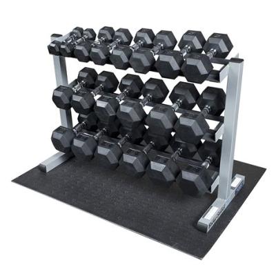 China Weight Lfiting 10kg Black Dumbbells Stretch Rubber Hex Dumbbell for sale