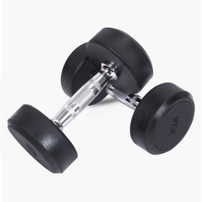 China Free Round Shape Weight Fitness Equipment Round Head Rubber Dumbbells for sale