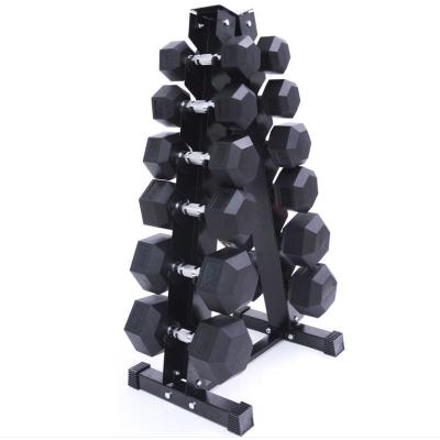 China Gym Modern Dumbbell Rack Rubber Hex Dumbbell Dumbbell Set With Rack for sale