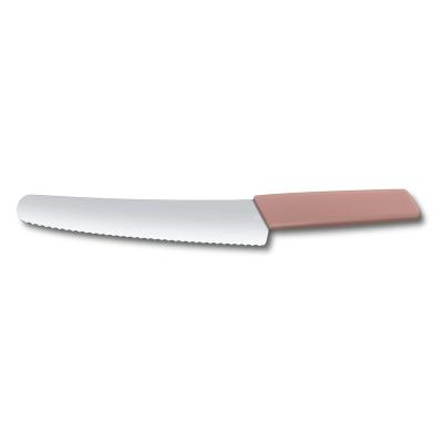 China New Stainless Steel Viable Cutting Oubao Design Chipped Meat Frozen Plastic Handle High Carbon Steel Bread Knife for sale