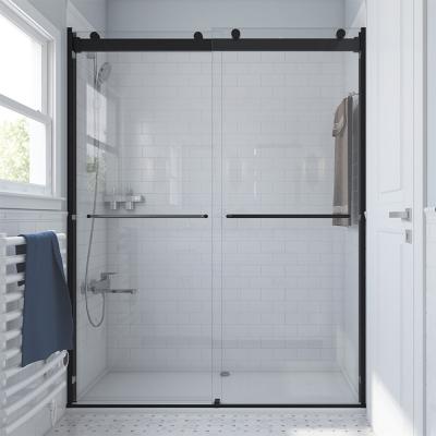 China Modern 304# Stainless Steel Anti-jumping Feature Roller Shower Double Sliding Door for sale