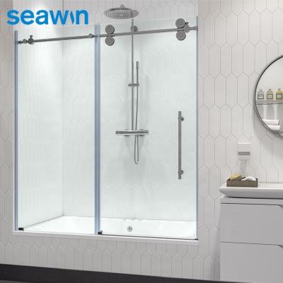 China Modern Hotel Bathroom Supplier Frameless Tempered Glass Sliding Shower Tub Door for sale