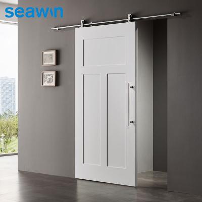 China European style silent white simple sliding solid wood barn door windproof for sale