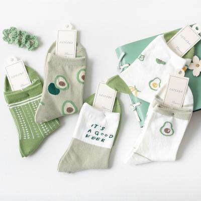 China Comfortable Made In China Ladies Socks Cozy Cotton Socks Avocado Green Socks for sale