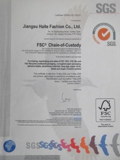 FSC - Jiangsu Haite Fashion Co., Ltd.