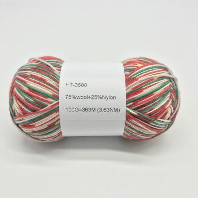 China 16NM/4 Anti-Static 75%56s Space Dyed Mercerized Wool 25%nylon Blended Yarn for sale