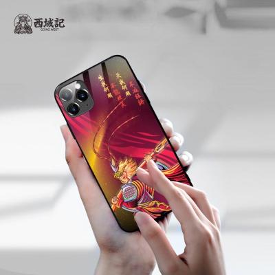 China Anti-falling Guochao Dashengchuan Series New Wukong Cartoon Stained Glass Cover Device Phone Case For iPhone for sale