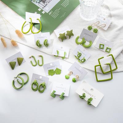 China Cool Green Star Ring Jewelry Round Geometry Earring from Casual/Sporty Fashion Series for sale