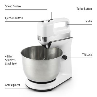 China Plastic Beater Ejector Knob 5 Speed ​​ABS Paint Holder Food Hand Mixer With Rotating Bowl for sale