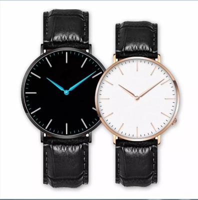 China Japan automatic slim movement stainless steel case design date genuine leather strap 3ATM waterproofwatch for sale