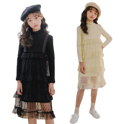 China Washable Girls Dresses Princess Dresses Children Thick And Velvet Teenagers Autumn And Winter Sweet Mesh Non-inverted Dresses for sale