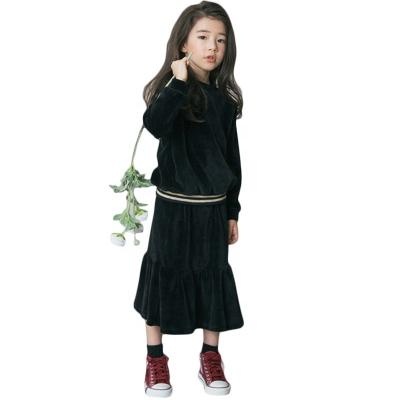 China ENGLAND STYLE Kids Skirt To Suit Korean Girls Velvet Falbala Casual Two Piece Skirt Set for sale