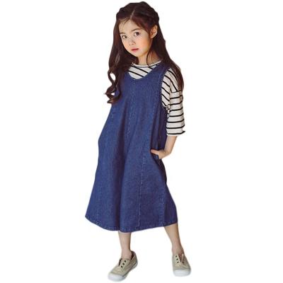 China New Arrivals Kids Denim Suspender Pants Plus Size Spring and Summer Loose Wide-Leg All-Matching Nine Point Pants and Tall One for sale