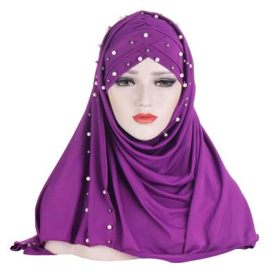 China 2021 Fashion Women High Quality Hijab Scarf Hot Selling Solid Color Muslim Malaysian Headscarf GUS03 for sale