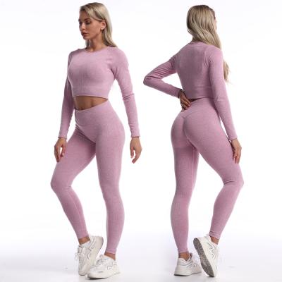 China Breathable New Fashion Comfortable Two Piece Women Long Sleeve Yoga Set Yoga 2 Piece Set Long Sleeve for sale