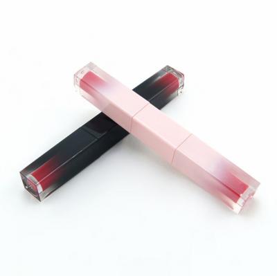 China 2022 Eco-friendly new style 6ml pink gradient double bottle lip tube square lip gloss labial tube containers for sale