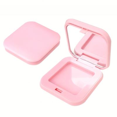 China Recycled Materials Empty Square Pink Compact With Mirror Made By ABS Plastic Package for sale