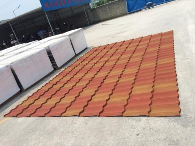 China 2017 Special Color Glavalume Steel Stone Coated Roofing Tiles Orange Red for sale