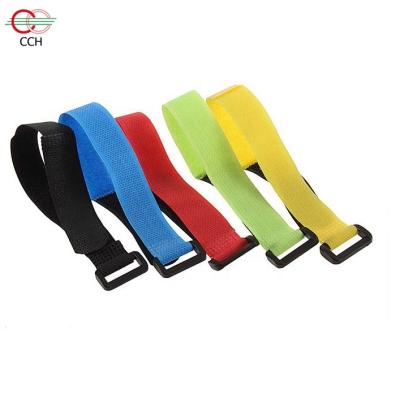 China Durable Printed Custom Logo Tie Band Cable Ties Hook And Loop Straps for sale