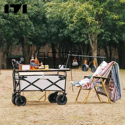 China Hot Sale Large Capacity Beach Style Optional Folding Steel Cart Cart Outdoor Folding Serving Cart for sale