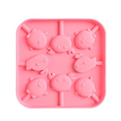 China New Design DIY 8 Crabs Homemade Food Grade Silicone Stocked English Cake Mold For Kitchen for sale