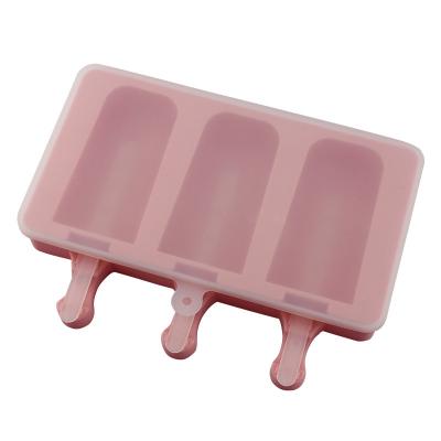 China Stocked 3 Holes Food Grade Purple Silicone Kids Homemade Diy Ice Cream Mold for sale