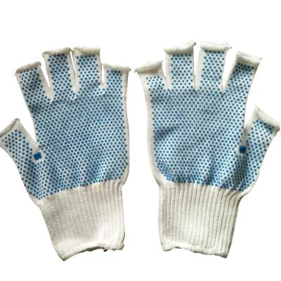 China New Protective Half-Finger Anti-Slip Gloves Easy Operating Gloves PVC High Dots Coated Cotton Anti-Slip GMT-0009 for sale