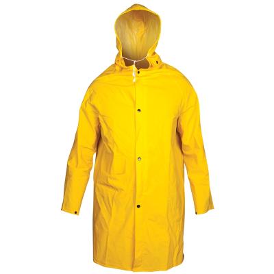 China adjustable hood & adjustable cuffs wholesales one-piece long raincoat with standard EN343 GMR-301 reflecting tape for sale