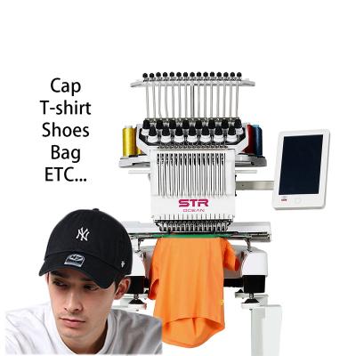 China Hat/T-shirt/direct selling clothes/logos/3D embroidery finishing factory STROCEAN cheap automatic single head machines 9/12/15 needles T-shirts embroidery Ca p for sale