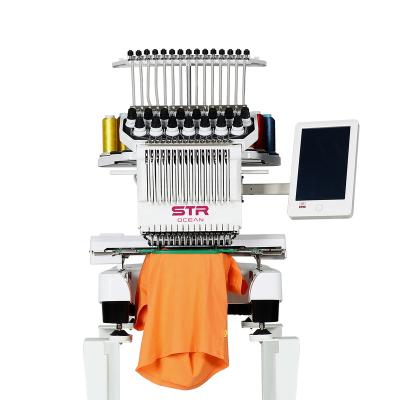 China Hat / T-shirt / Garments / Logos / 3D Finished Embroidery STROCEAN Computerized 1 Head Embroidery Machine For T-shirts Pants Clothes 3D Embroidery for sale