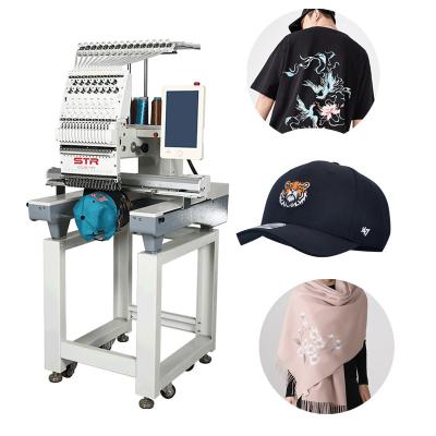 China 12 Needles Computerized Single Head STROCEAN Embroidery Clothes/Logos/3D Embroidery Hat/T-shirt/Domestic Multi Function Hat T-shirt Garment Embroidery Finishing Machine for sale