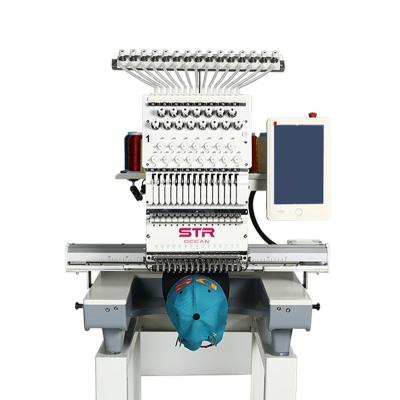 China STROCEAN finished hat/T-shirt/garments/logos/3D embroidery computerized software head computer automatic high speed simple T-shirt embroidery machine for sale