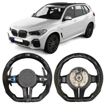 중국 스포츠 디자인 BMW M3M4M5X1-X6용 맞춤형 알칸타라 LED 탄소섬유 스티어링 휠 판매용